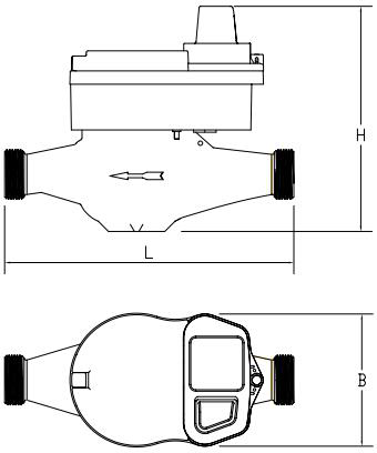 NB-IoT無線遠(yuǎn)傳水表外形尺寸圖1